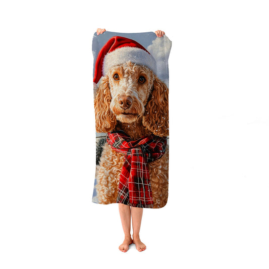 Christmas Poodle Beach Towel