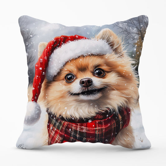Snowy Christmas Pomeranian Cushion