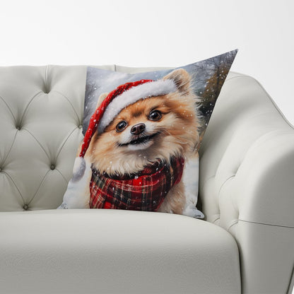 Snowy Christmas Pomeranian Cushion