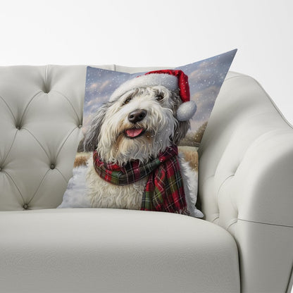 Christmas Old English Sheepdog Cushion