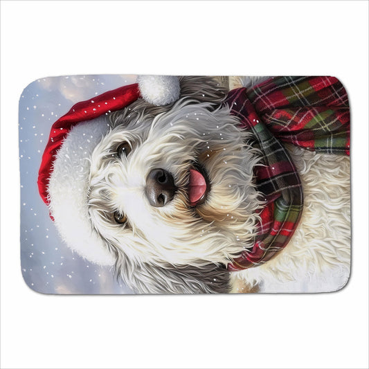 Christmas Old English Sheepdog Sherpa Blanket