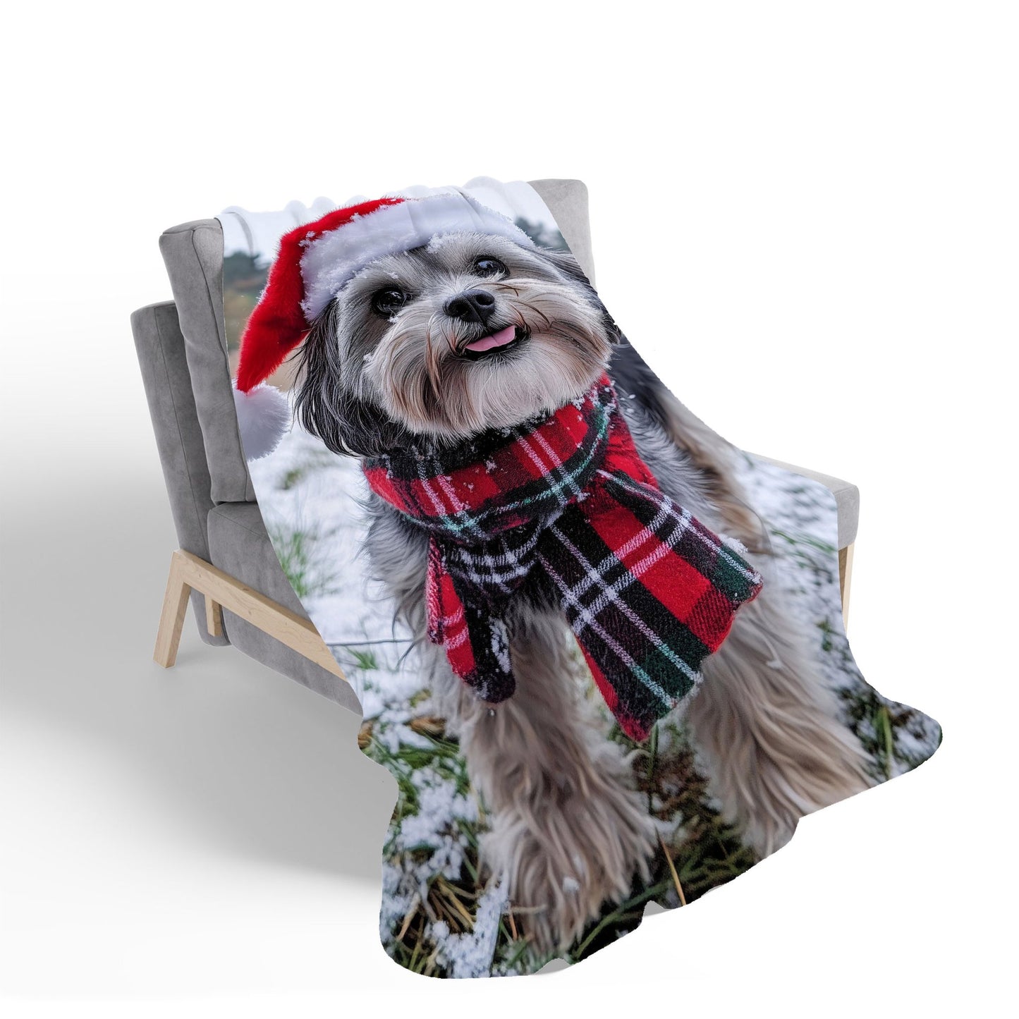 Christmas Lhasa Apso Sherpa Blanket