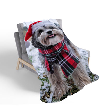 Christmas Lhasa Apso Sherpa Blanket