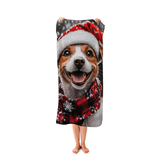 Snowy Christmas Jack Russell Beach Towel