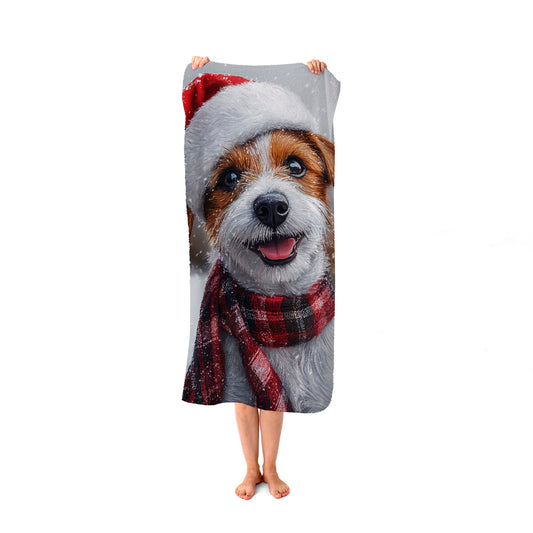 Christmas Jack Russell Beach Towel