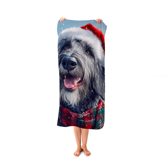 Christmas Irish Wolfhound Beach Towel