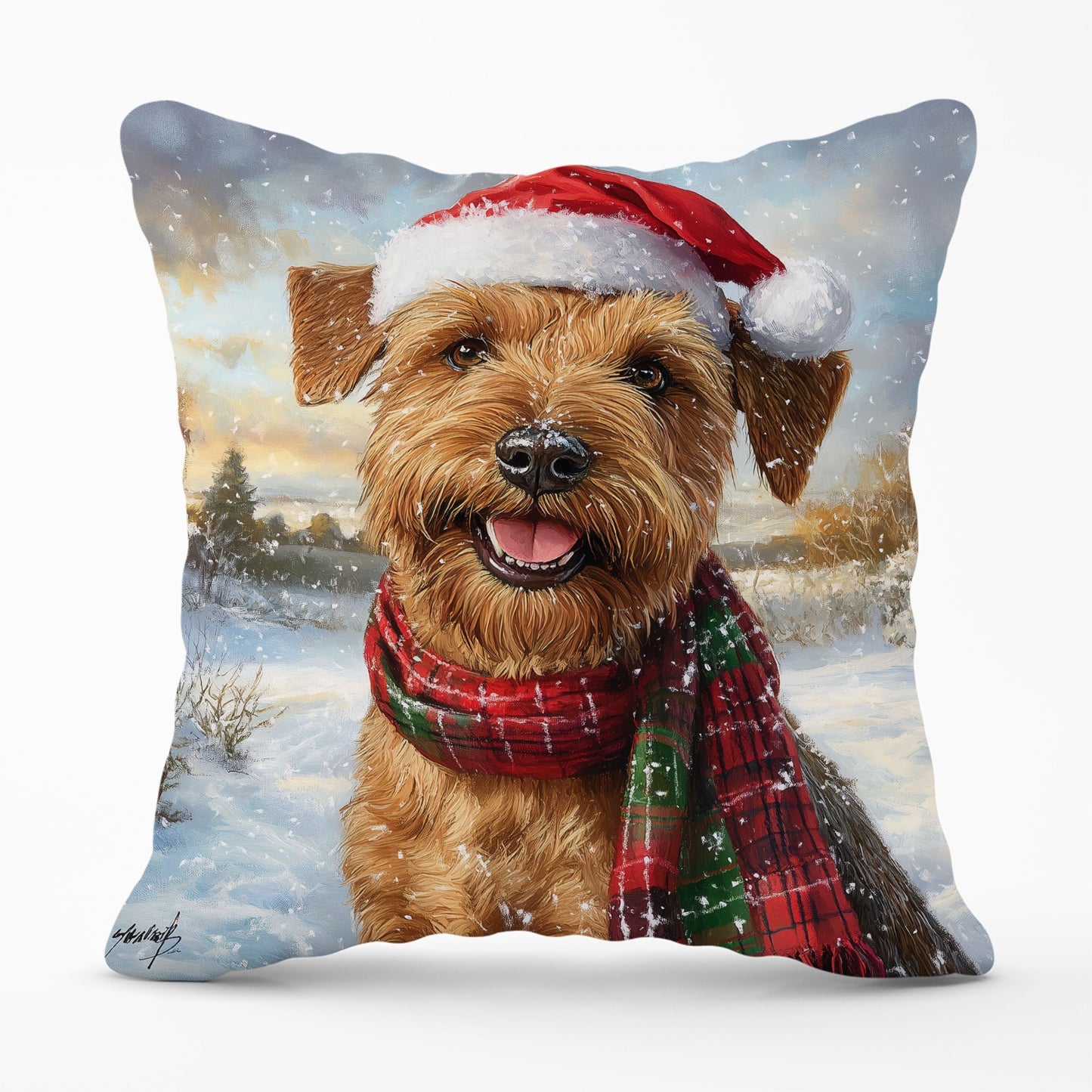 Snowy Christmas Irish Terrier Cushion