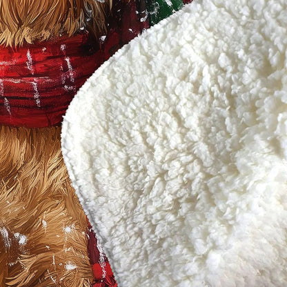 Snowy Christmas Irish Terrier Sherpa Blanket