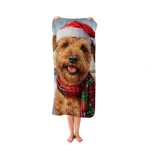 Snowy Christmas Irish Terrier Beach Towel