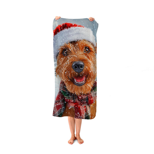 Christmas Irish Terrier Beach Towel