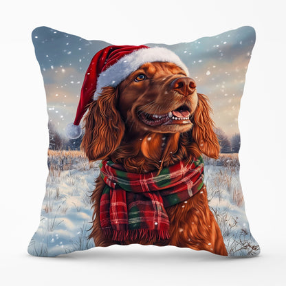 Snowy Christmas Irish Setter Cushion