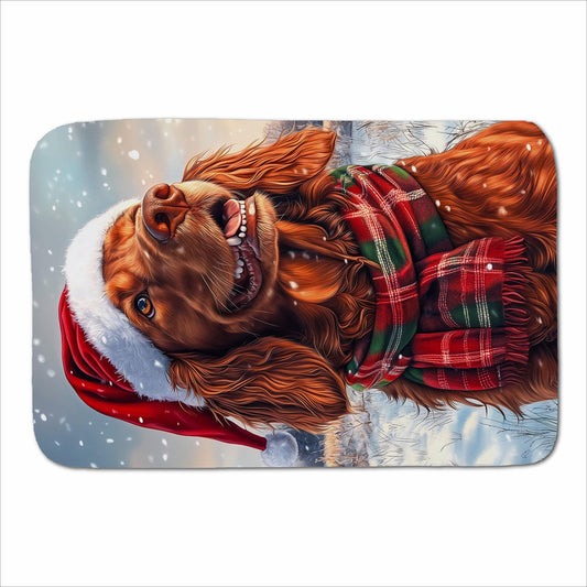 Snowy Christmas Irish Setter Sherpa Blanket