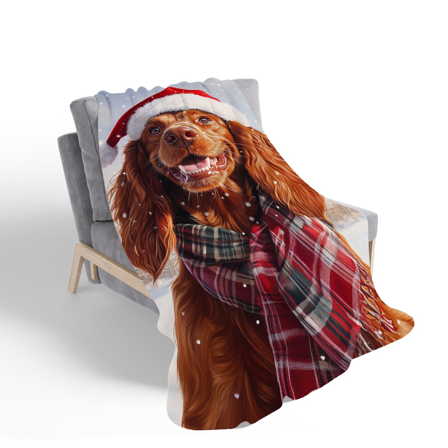 Christmas Irish Setter Sherpa Blanket