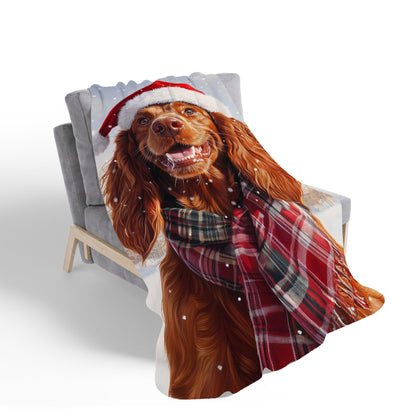 Christmas Irish Setter Sherpa Blanket