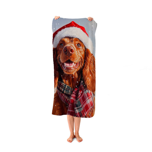 Christmas Irish Setter Beach Towel
