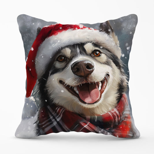 Christmas Husky Cushion
