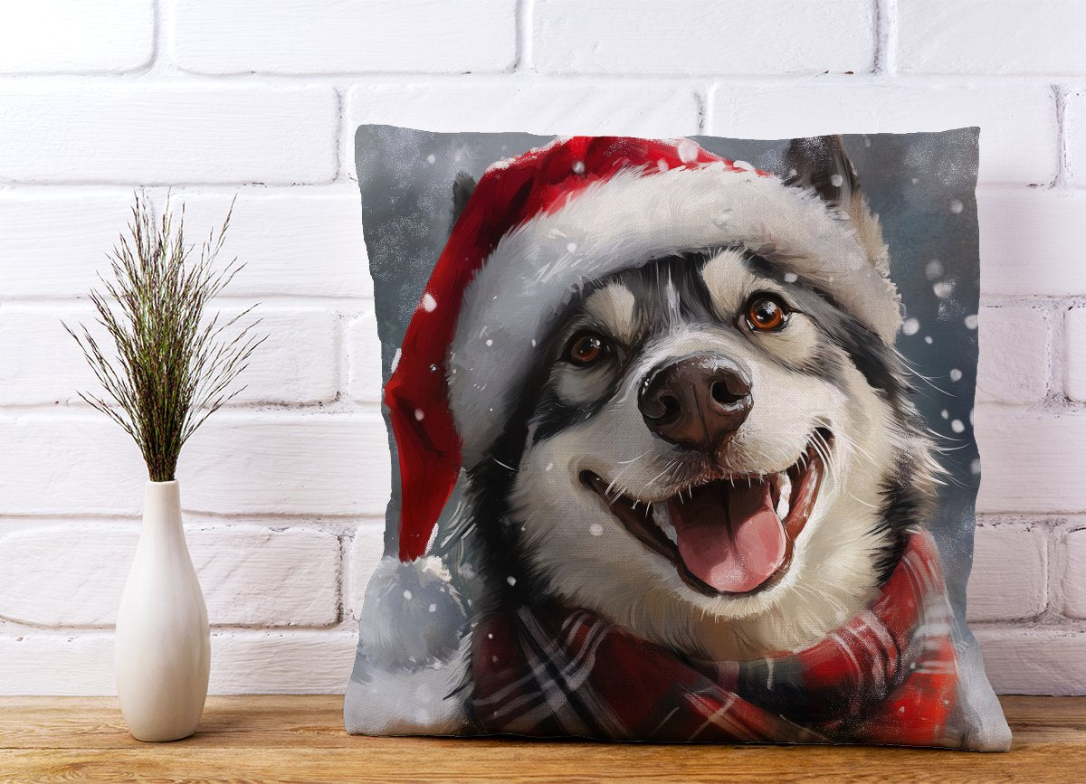 Christmas Husky Cushion