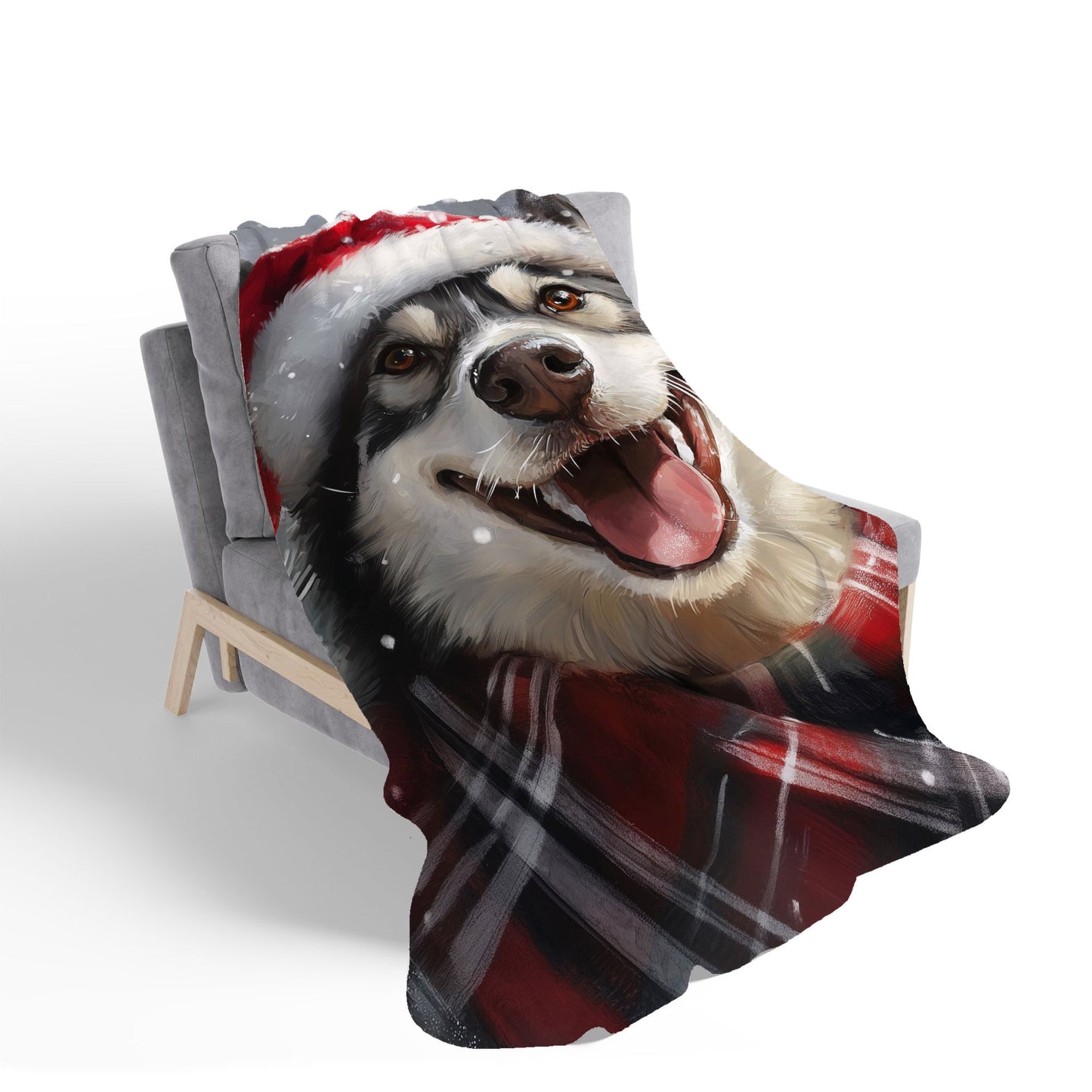 Christmas Husky Sherpa Blanket