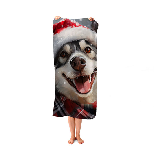 Christmas Husky Beach Towel
