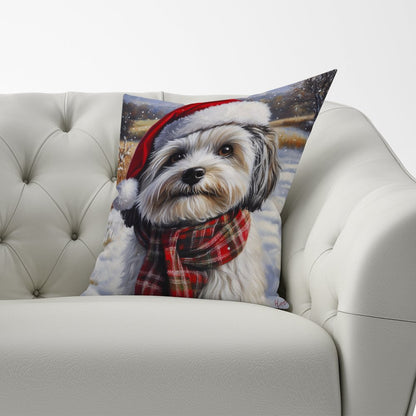 Snowy Christmas Havanese Cushion