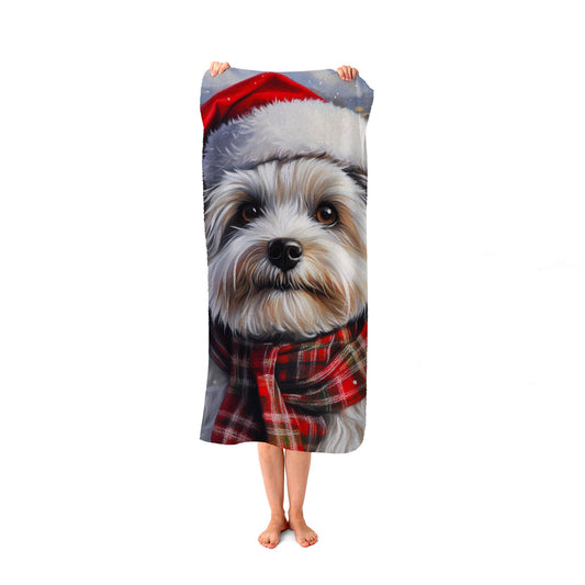 Snowy Christmas Havanese Beach Towel