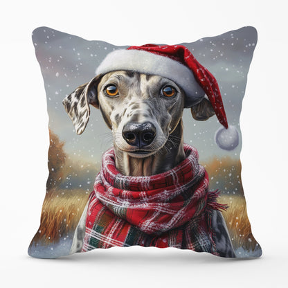 Snowy Christmas Greyhound Cushion