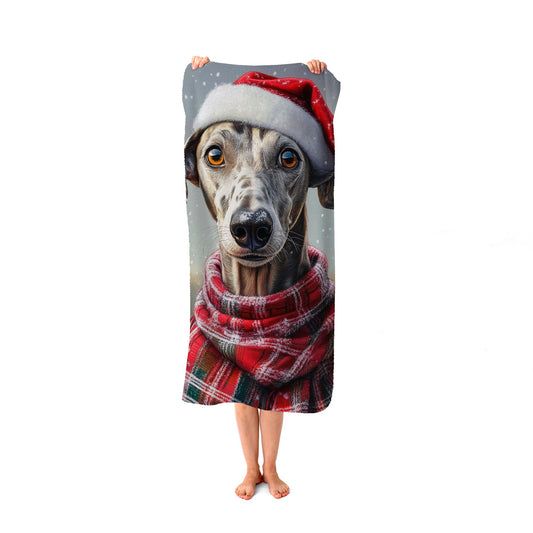 Snowy Christmas Greyhound Beach Towel