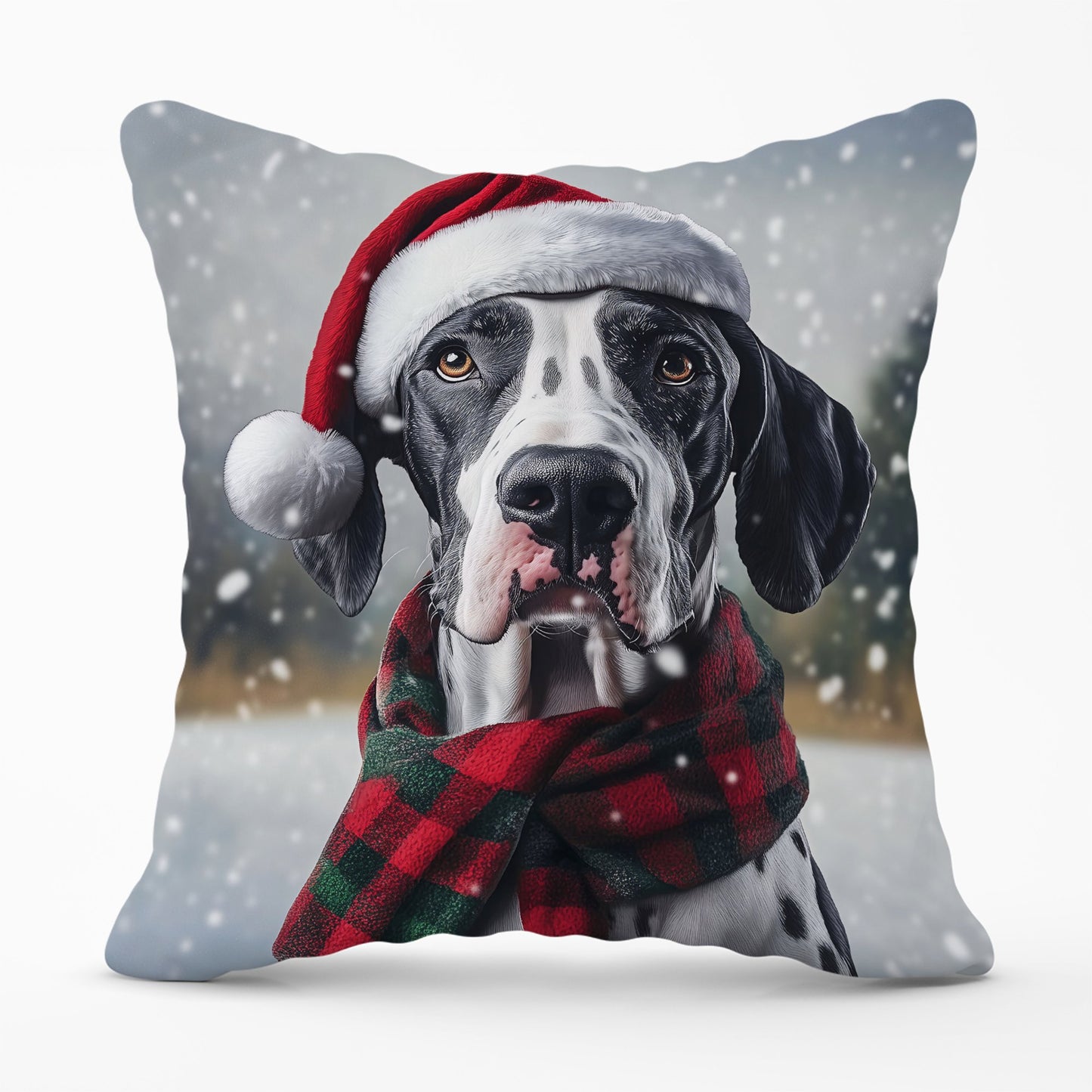 Snowy Christmas Great Dane Cushion