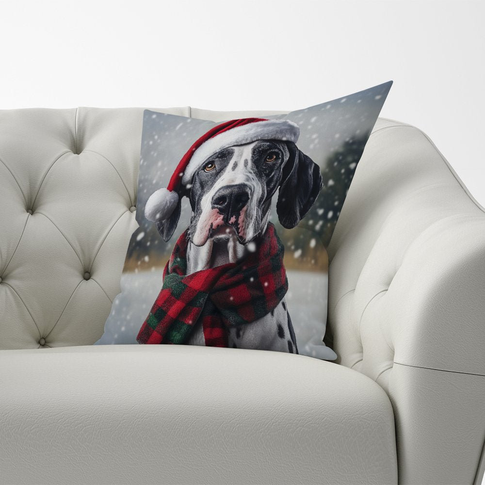 Snowy Christmas Great Dane Cushion