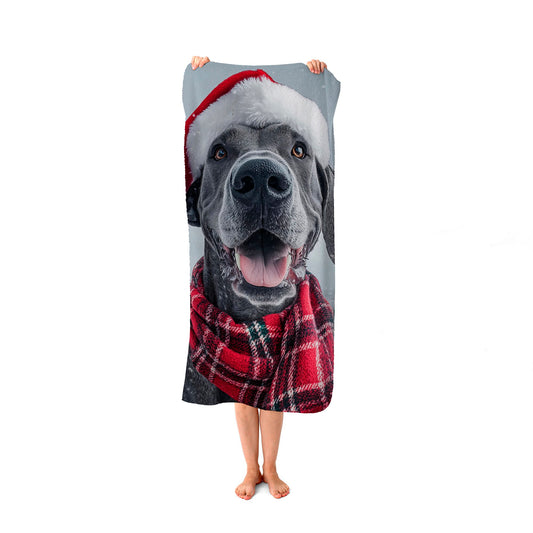 Christmas Great Dane Beach Towel