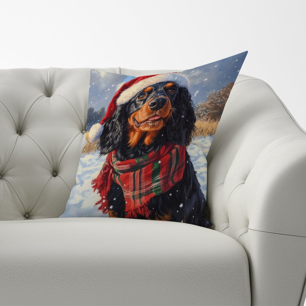 Snowy Christmas Gordon Setter Cushion