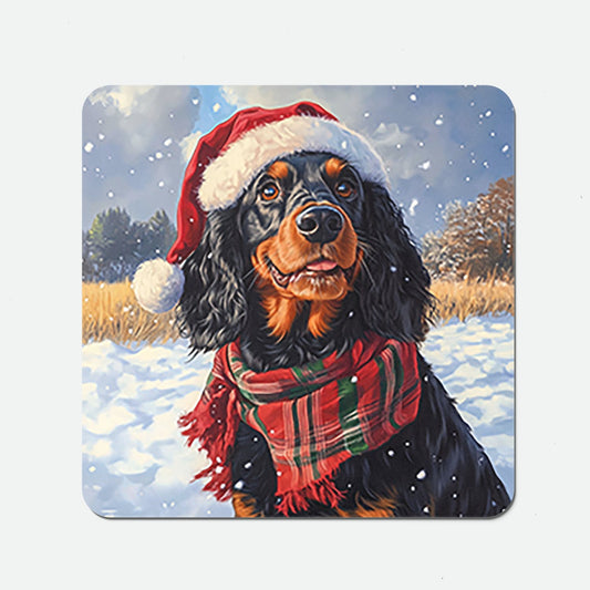 Snowy Christmas Gordon Setter Coasters