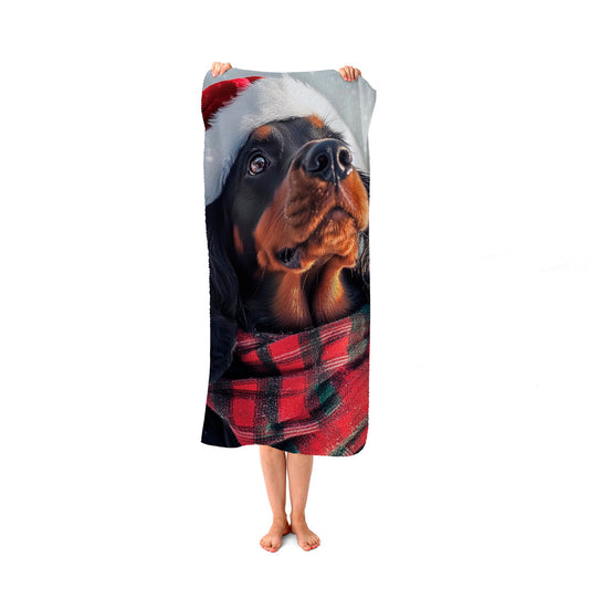 Christmas Gordon Setter Beach Towel