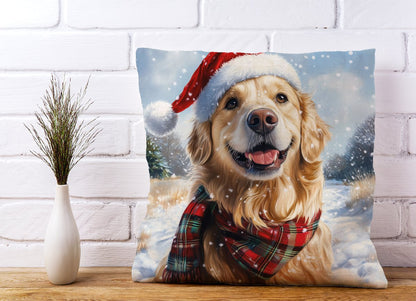 Snowy Christmas Golden Retriever Cushion