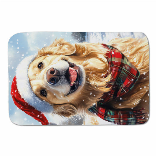 Snowy Christmas Golden Retriever Sherpa Blanket