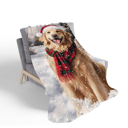 Christmas Golden Retriever Sherpa Blanket