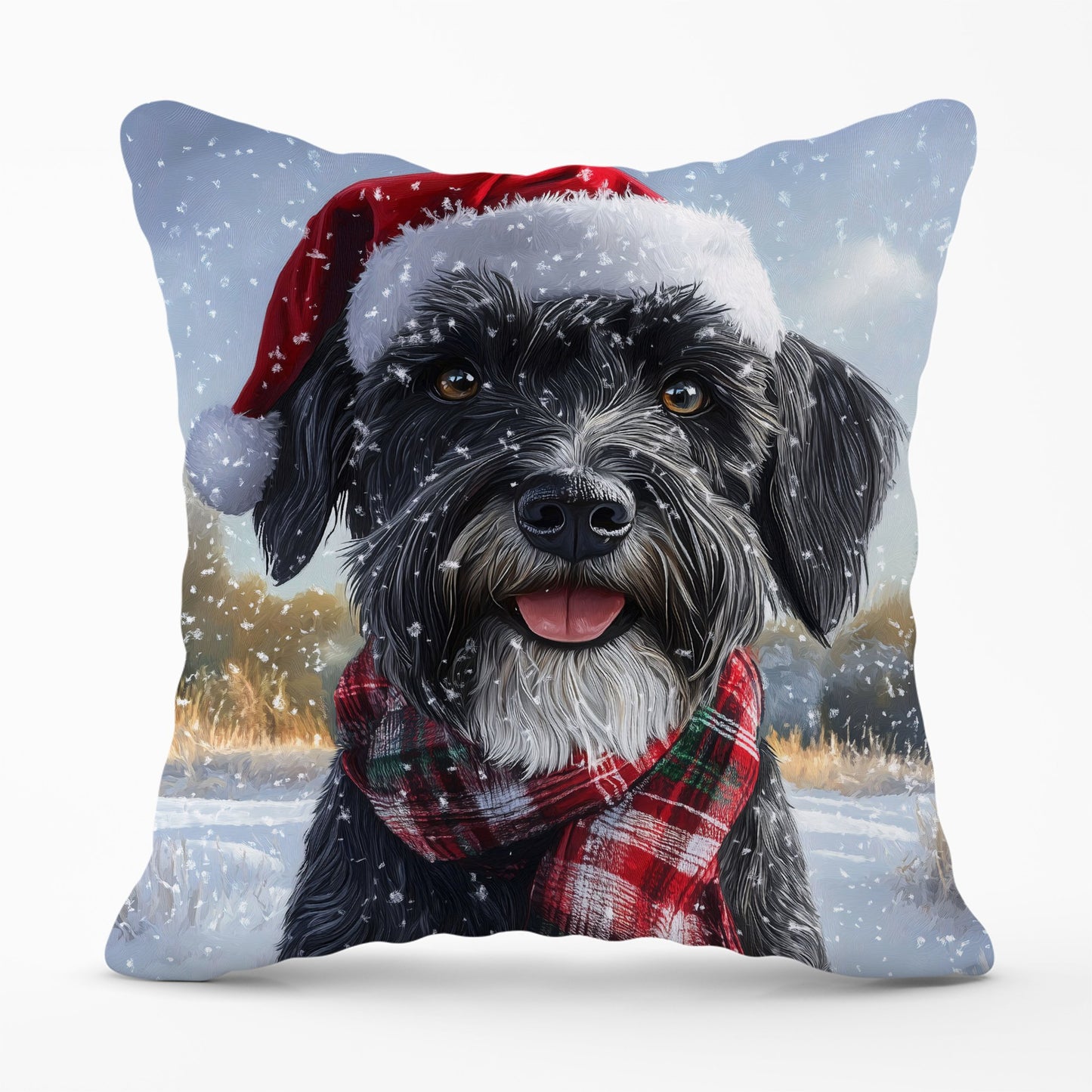 Snowy Christmas Giant Schnauzer Cushion