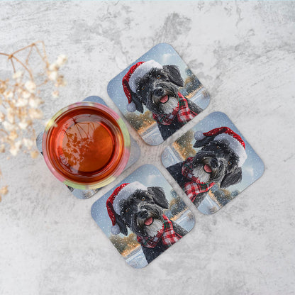 Snowy Christmas Giant Schnauzer Coasters