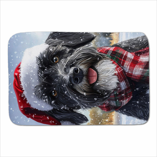 Snowy Christmas Giant Schnauzer Sherpa Blanket