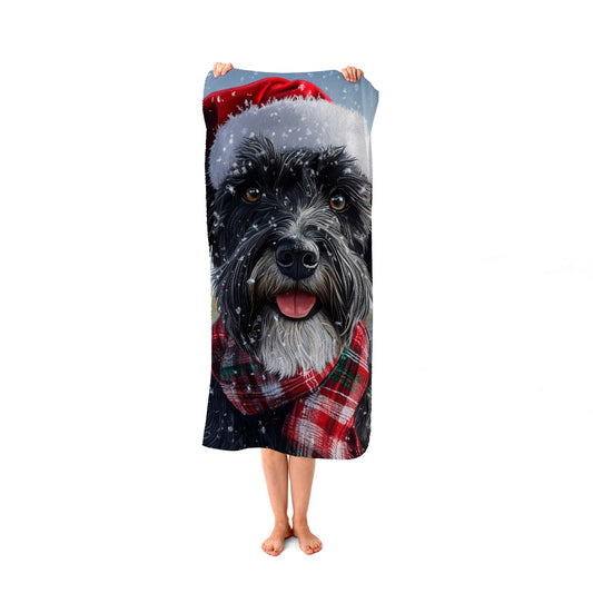 Snowy Christmas Giant Schnauzer Beach Towel