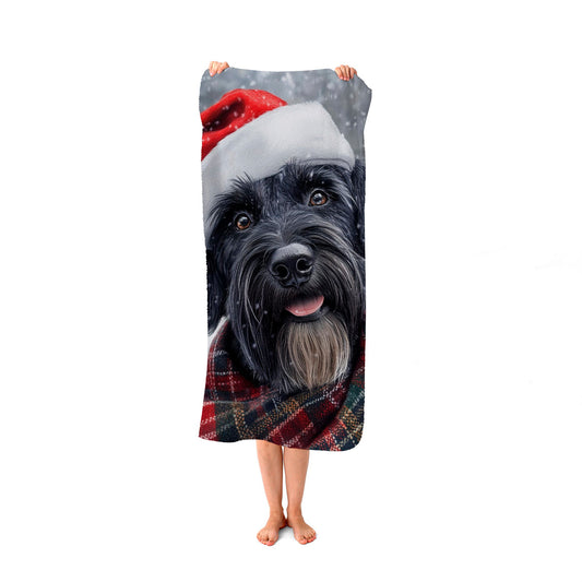 Christmas Giant Schnauzer Beach Towel