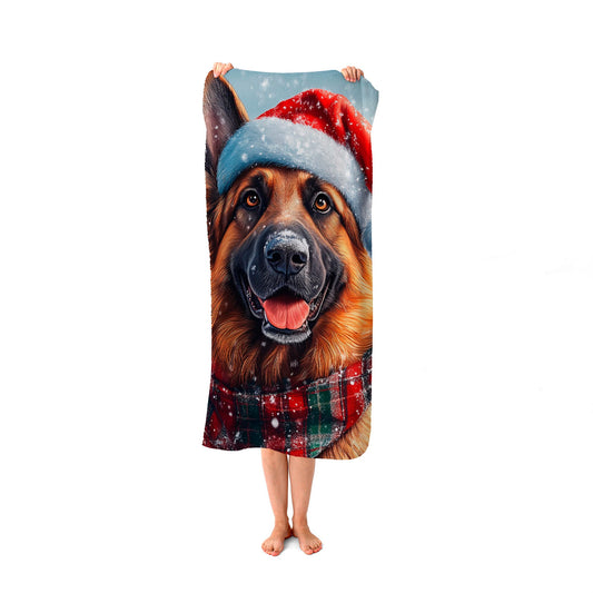 Christmas German Shepherd Beach Towel