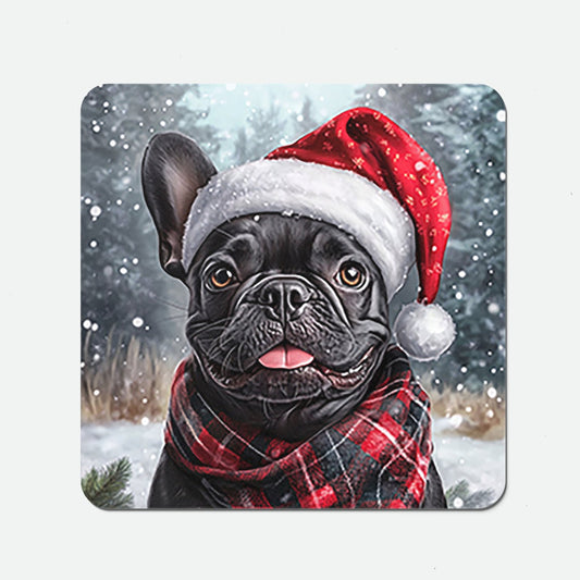 Snowy Christmas French Bulldog Coasters