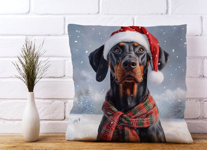 Snowy Christmas Doberman Cushion
