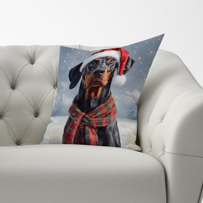Snowy Christmas Doberman Cushion