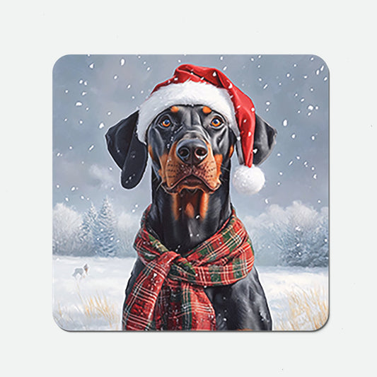 Snowy Christmas Doberman Coasters
