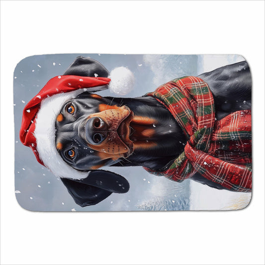 Snowy Christmas Doberman Sherpa Blanket