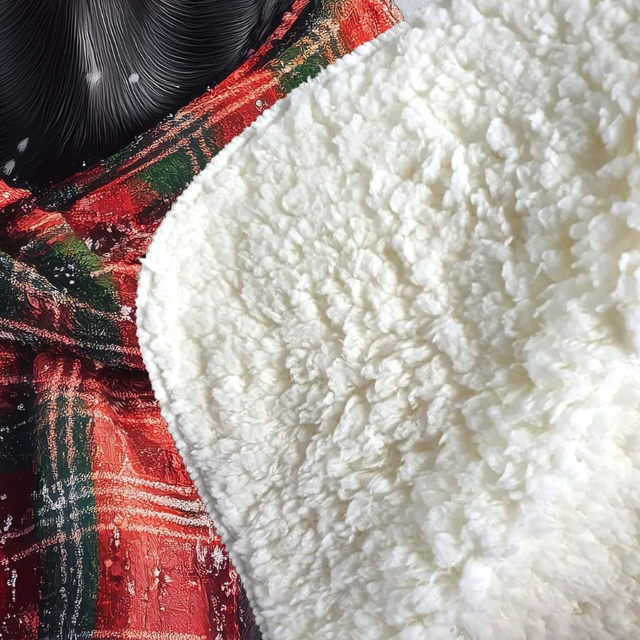 Snowy Christmas Doberman Sherpa Blanket