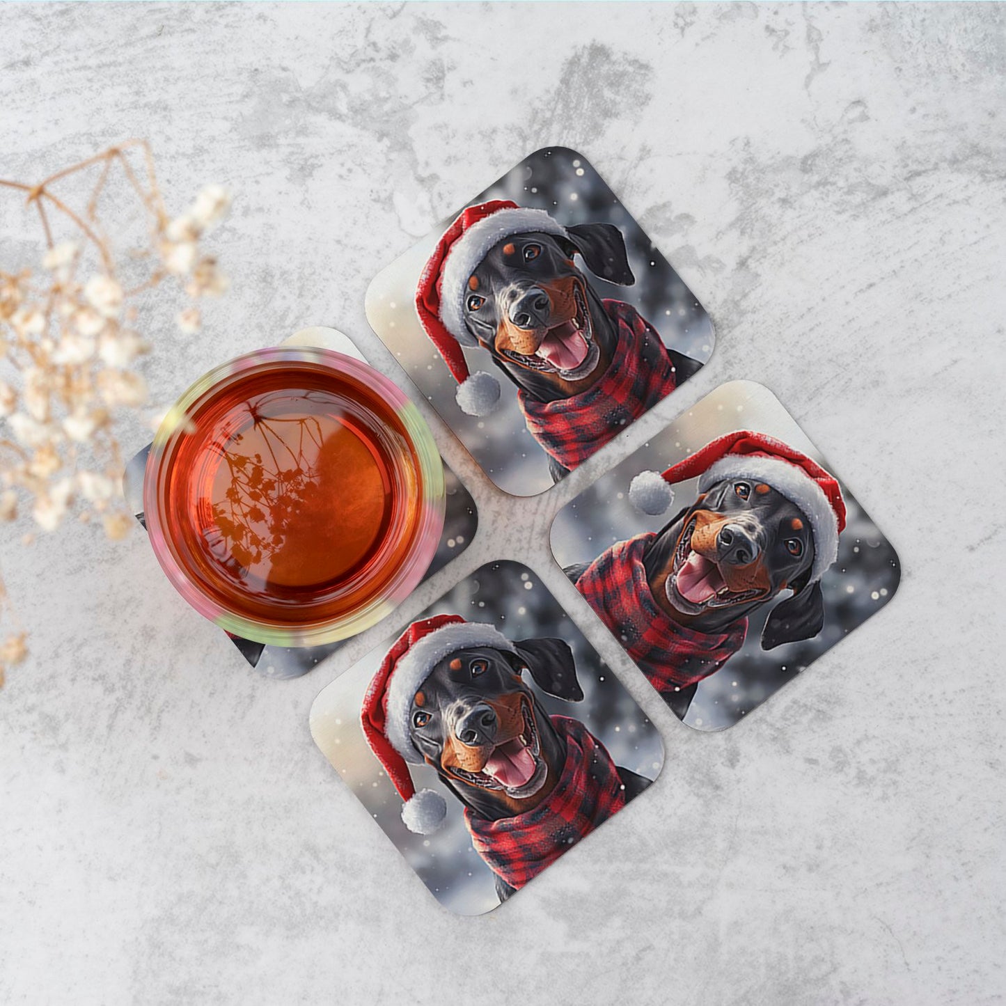 Christmas Doberman Coasters