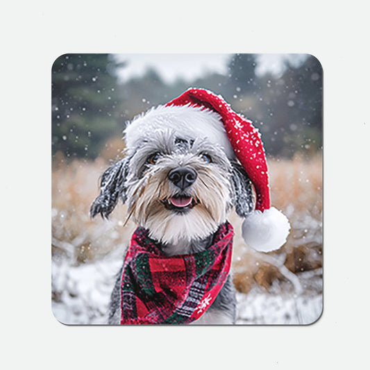 Snowy Christmas Dandie Dismount Terrier Coasters